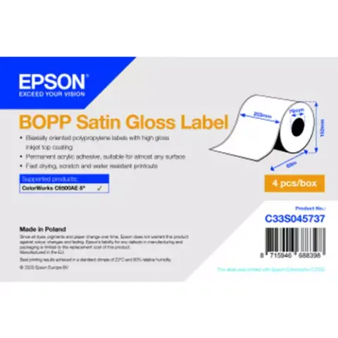 Epson BOPP Satin Gloss Label - Continuous Roll: 203mm x 68m – image 1