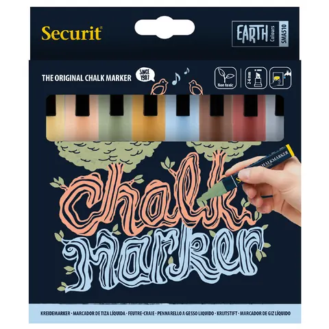 Securit Chalkmaster 6mm Liquid Chalk Pens Assorted Colours (8 pack) – image 1