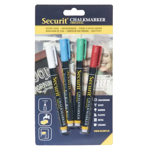 Securit 2mm Liquid Chalk Pens Assorted Colours (4 pack) – image 1