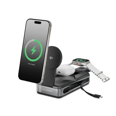Alogic Roam Powerbank mit QI2 (6 in 1) – Grau – Bild 1