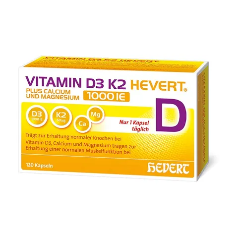 Vitamin D3 K2 HEVERT 1000 I.E. 120 St Kapseln – Bild 1