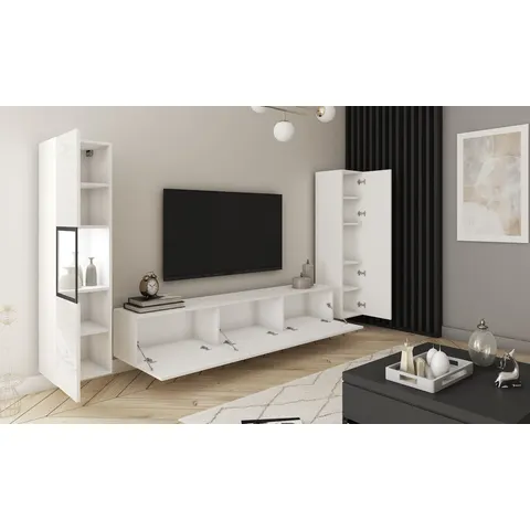Brayden Studio Wallunit With Led Lighting, Set 3 Pcs. White 78" – image 1