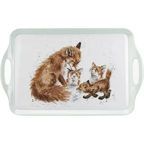 Wrendale Designs 'The Bedtime Kiss' Fox Large Handle Tray – image 1