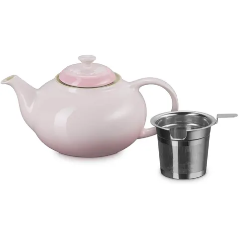 Le Creuset Shell Pink Stoneware Classic Teapot with Infuser – image 1