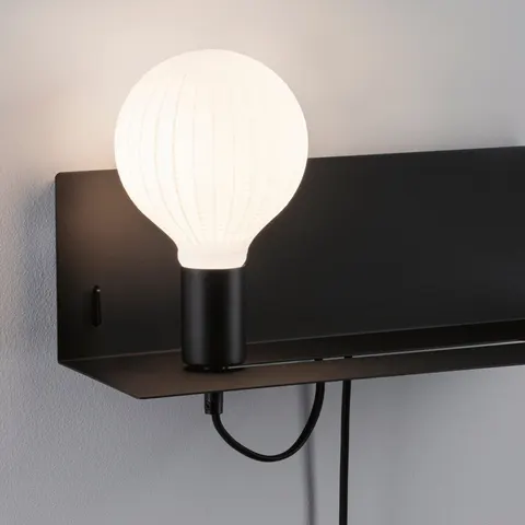 Wandlamp Devara USB C E27 230V max. 40W dimbaar Zwart mat – afbeelding 1