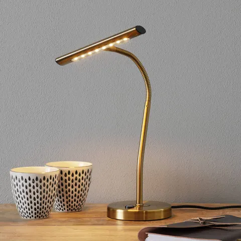 Biegsame LED-Tischleuchte Curtis, altmessing – Bild 1