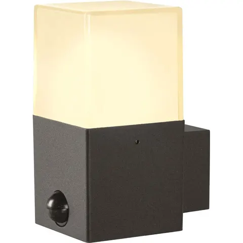 SLV Grafit outdoor wall light, angular, with sensor – anthracite, opal – image 1