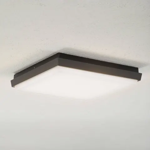 Lucande LED outdoor ceiling light Amra, 30 cm, angular, anthracite Amra, Black, Plastic, Modern, Ceiling Light Outdoor – image 1