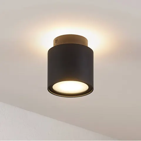 Arcchio ceiling lamp Walisa, Ø 10 cm, black, diffuser, GU10 Walisa Arcchio, dimmable, Black, Living / Dining Room, Aluminium, Modern, Ceiling Light – image 1