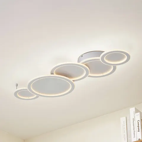 LED Ceiling Light Diala Lucande, dimmable, White / opal, Living / Dining Room, Plastic, Modern, Ceiling Light – image 1