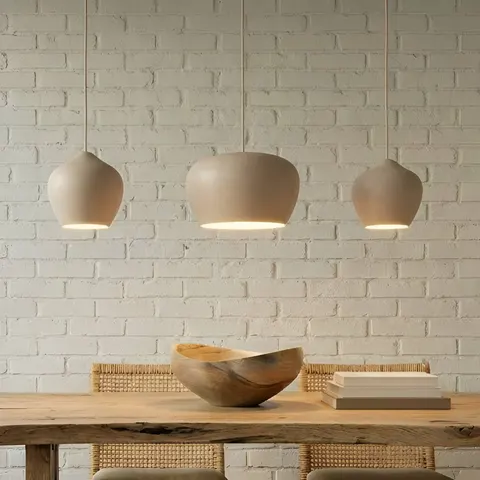 Lucande - hanglamp - 3lichts - Ijzer - H: 20 cm - E27 - beige, wit – afbeelding 1