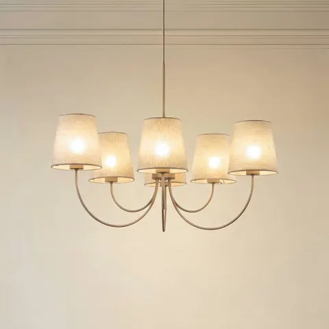 TK-Lighting Candi Hanglamp 6xE27 - Beige Linnen – afbeelding 1