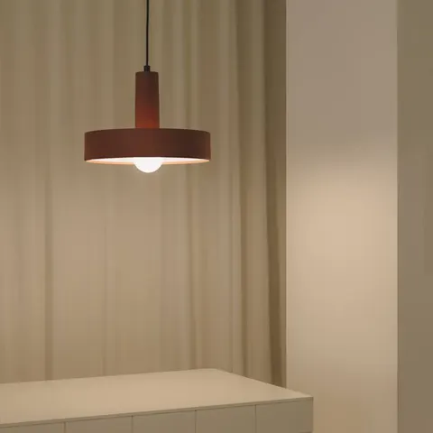 Keops Dome Pendant Ceiling Light Brick Red E27 15W – image 1