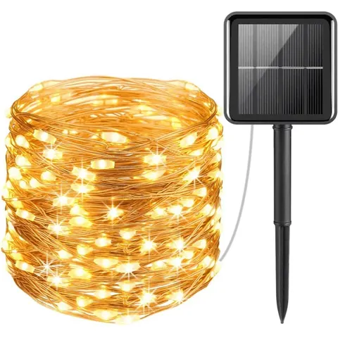 HOFTRONIC Solar String Light 10 meter - 3000K warm wit licht - IP44 Waterdicht - Twinkle effect - 4 Lichtmodi - 1200 Lumen – afbeelding 1