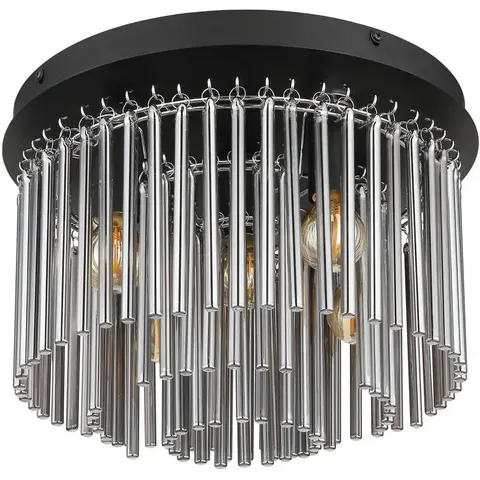 Globo Gorley ceiling lamp, smoke/black, glass, 32 cm, 5-bulb, E14 – black, smoky grey, chrome – image 1