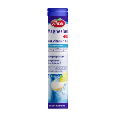 Abtei Magnesium 400 Plus Vitamin C+E Brausetabletten – Bild 1