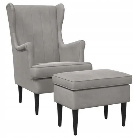 vidaXL Fauteuil avec pouf 2 pc Gris clair Velours – 631885 – image 1