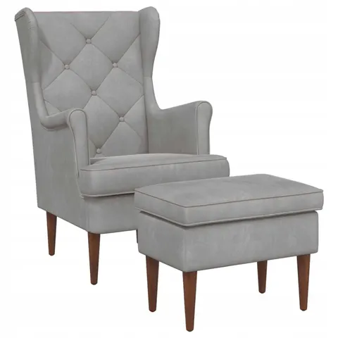 vidaXL Fauteuil avec pouf 2 pc Gris clair Velours – 632110 – image 1