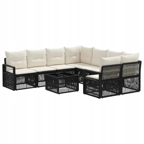 vidaXL Ensemble de canapé de jardin 9 pc Noir polyrotin – 540519 – image 1