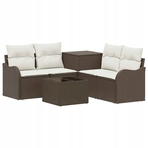 vidaXL Ensemble de Canapés 6 pc Marron et crème blanche – 867806 – image 1