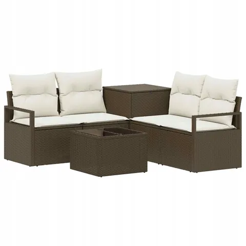 vidaXL Ensemble de Canapés 6 pc Marron et crème blanche – 868889 – image 1