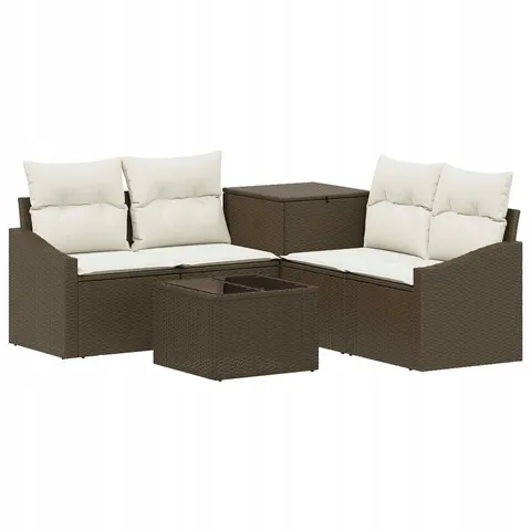 vidaXL Ensemble de Canapés 6 pc Marron et crème blanche – 869442 – image 1