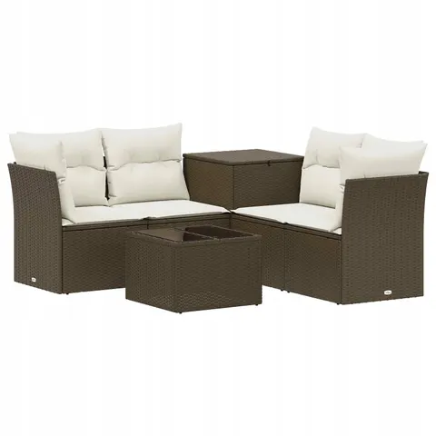 vidaXL Ensemble de Canapés 6 pc Marron et crème blanche – 869985 – image 1