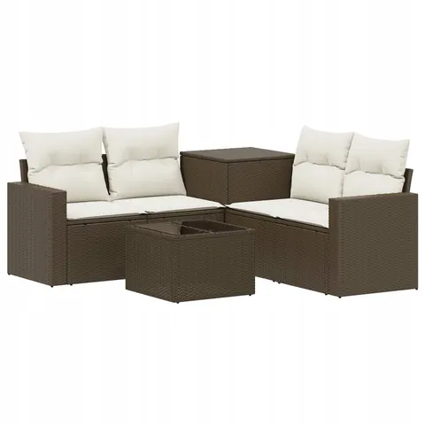 vidaXL Ensemble de Canapés 6 pc Marron et crème blanche – 870523 – image 1