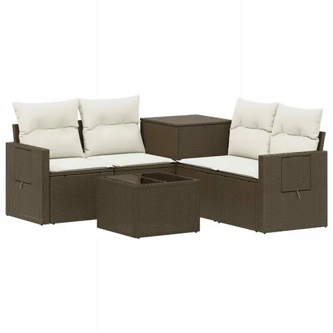 vidaXL Ensemble de Canapés 6 pc Marron et crème blanche – 871063 – image 1