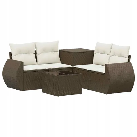 vidaXL Ensemble de Canapés 6 pc Marron et crème blanche – 871605 – image 1
