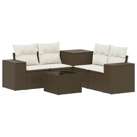 vidaXL Ensemble de Canapés 6 pc Marron et crème blanche – 872121 – image 1