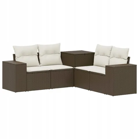 vidaXL Ensemble de Canapés 5 pc Marron et crème blanche – 875641 – image 1