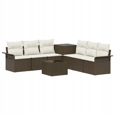 vidaXL Ensemble de Canapés 8 pc Marron et crème blanche – 876525 – image 1