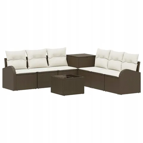 vidaXL Ensemble de Canapés 8 pc Marron et crème blanche – 877607 – image 1