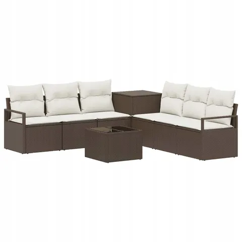 vidaXL Ensemble de Canapés 8 pc Marron et crème blanche – 878147 – image 1