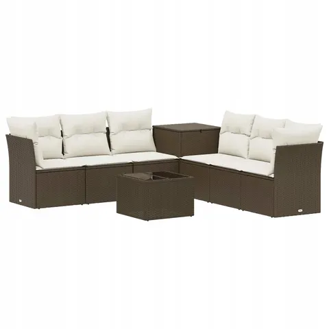 vidaXL Ensemble de Canapés 8 pc Marron et crème blanche – 879229 – image 1