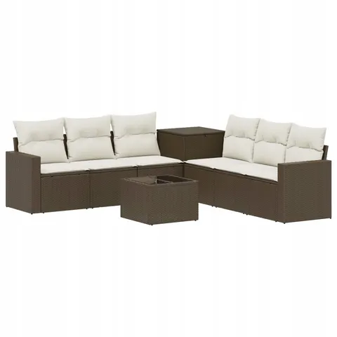 vidaXL Ensemble de Canapés 8 pc Marron et crème blanche – 879762 – image 1