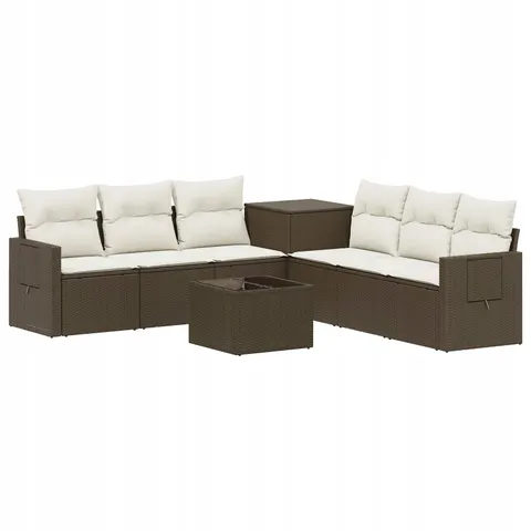 vidaXL Ensemble de Canapés 8 pc Marron et crème blanche – 880300 – image 1
