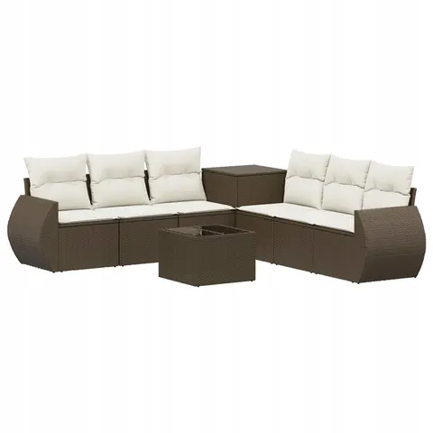 vidaXL Ensemble de Canapés 8 pc Marron et crème blanche – 880843 – image 1