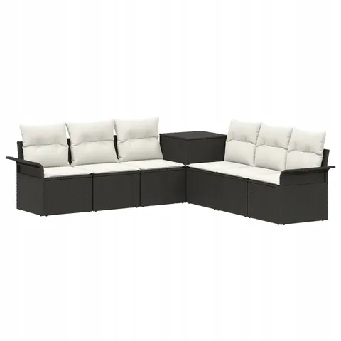 vidaXL Ensemble de Canapés 7 pc Noir et blanc crème – image 1