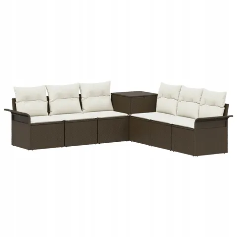 vidaXL Ensemble de Canapés 7 pc Marron et crème blanche – 883103 – image 1