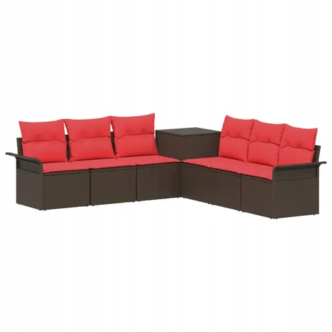 vidaXL Ensemble de Canapés 7 pc Marron et rouge – image 1