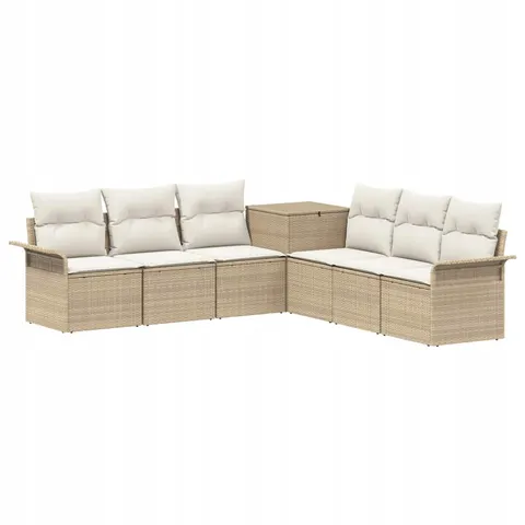 vidaXL Ensemble de Canapés 7 pc Beige et blanc crème – image 1
