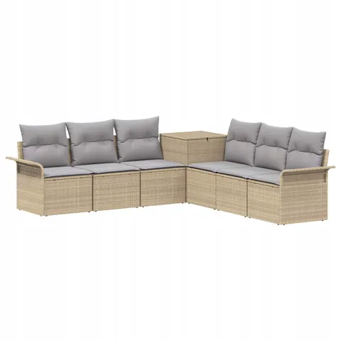 vidaXL Ensemble de Canapés 7 pc Beige et Gris clair – image 1