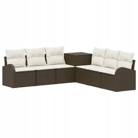vidaXL Ensemble de Canapés 7 pc Marron et crème blanche – 883509 – image 1