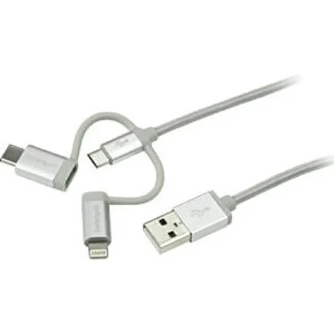 StarTech.com USB oplaadkabel - USB naar Lightning / USB-C / Micro-B - gevlochten - 1 m – afbeelding 1