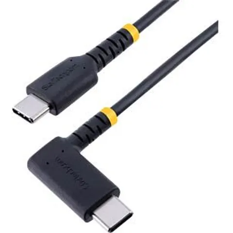 StarTech.com 1m USB-C Laadkabel, Robuuste Haakse Fast Charge & Sync Type C Kabel, 60W (3A) PD, USB 2.0, TPE Mantel en Aramidevezels - Zwarte USB Oplaadkabel – afbeelding 1