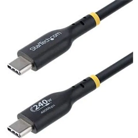 StarTech.com 2m USB-C Laadkabel, Charge & Sync, 240W (5A) PD EPR, USB 2.0, Laptop Type C Laadkabel, USB-IF Gecertificeerd, TPE Mantel - Zwarte USB-C Oplaadkabel – afbeelding 1