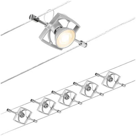 PAULMANN PLM 94430 - Wire system Spot MacII, chrome matt, 5 spots, GU5,3 – image 1