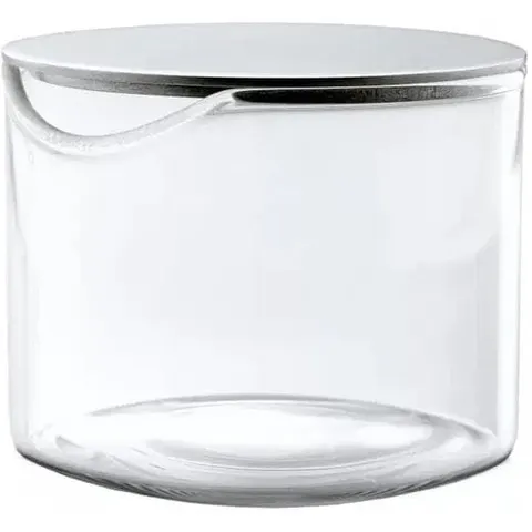 Marmeladenglas BLOMUS "BASIC 100 ml", transparent (silberfarben, transparent), B:6cm H:5cm, Lebensmittelaufbewahrungsbehälter, Marmeladenglas silberfarben, tran – Bild 1